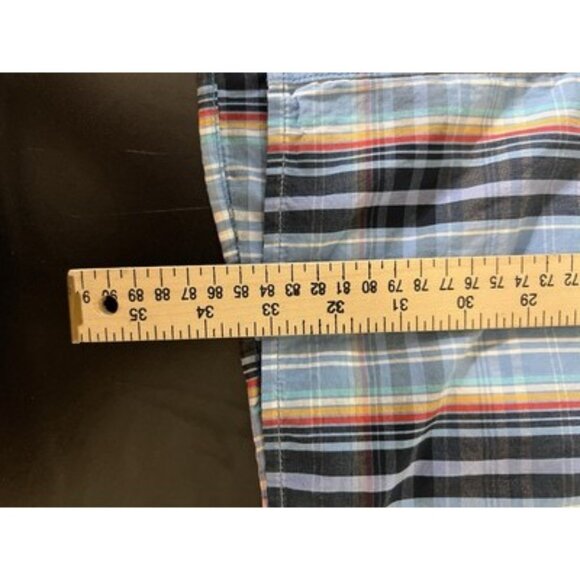 Duluth Trading Plaid Dress Shirt Mens Size 2XL Tall Button 2XLT Blue Red Pocket - Picture 7 of 7